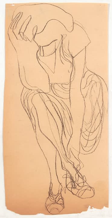 Philip Pearlstein, Untitled (Lady Holding Head and Fixing Shoe), 1946-49