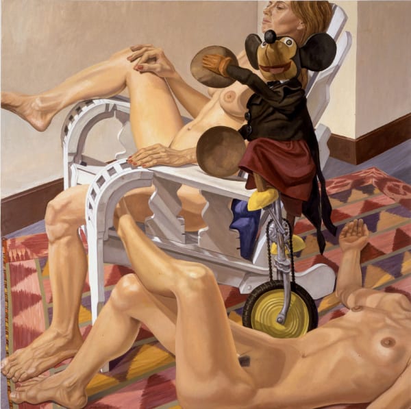 Philip Pearlstein, Two Female Nudes and Mickey Mouse, 2001