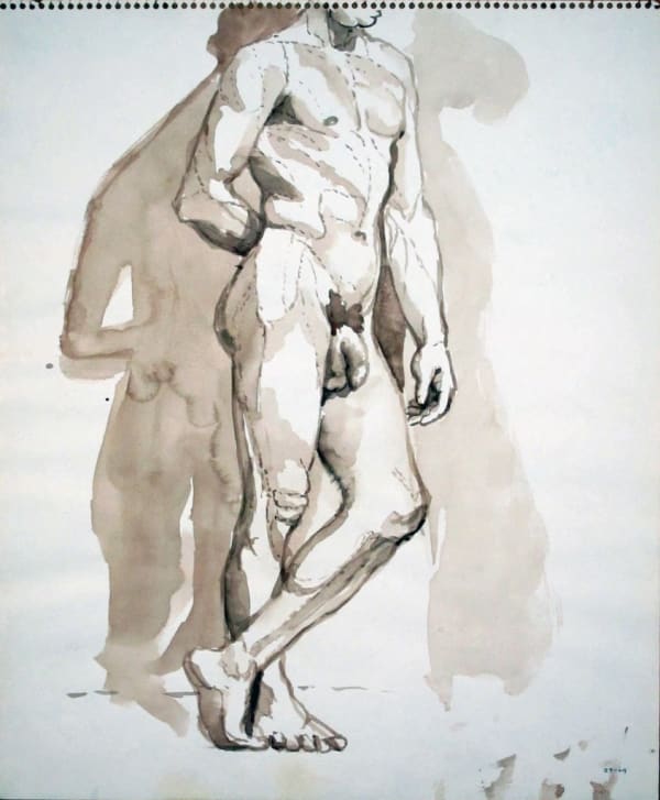 Philip Pearlstein, Male Model Leaning Against Wall, 1964