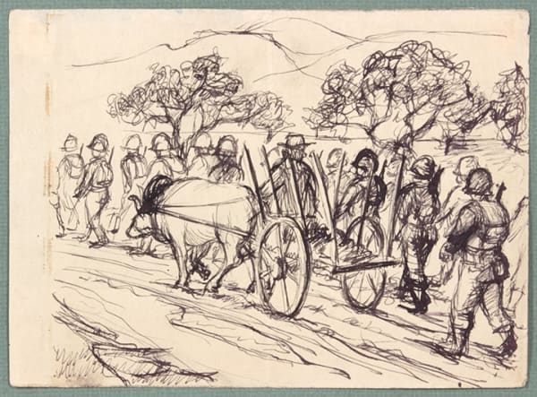 Philip Pearlstein, Untitled (Ox Cart), 1943-46