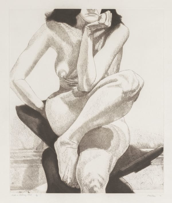 Philip Pearlstein, Nude on Dahomey Stool, 1976