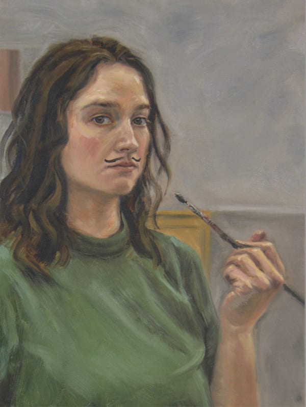 Kirstin Mackinnon Moustache You a Question, 2024 Oil on Canvas 40 x 30 x 5 cm 15 3/4 x 11 3/4 x 2 in
