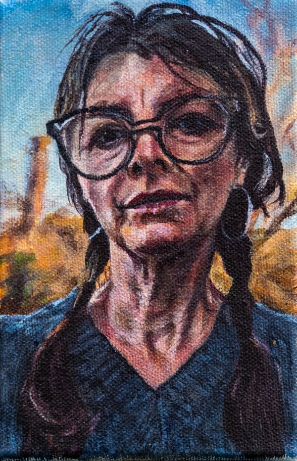 Emma Knowles Self Portrait with Pigtails, 2024 Oil on Canvas 10 x 15 x 3 cm 4 x 5 7/8 x 1 1/8 in