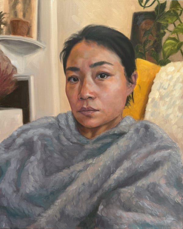 Han Han Hibernation (Self Portrait), 2025 Oil 50 x 40 x 2 cm 19 3/4 x 15 3/4 x 3/4 in
