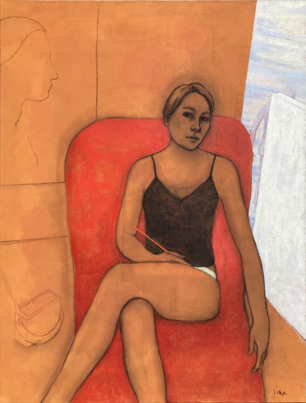 June Sira My Radio And I , 2023 Tempera on canvas 130 x 100 cm 51 1/8 x 39 3/8 in