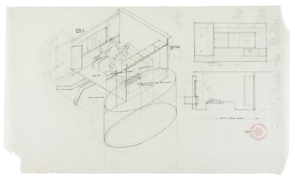 Peter Salter, Axonometric & sectional elevation, House 3 Second Bedroom, 2007