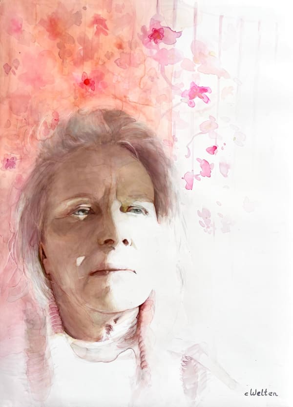 Cecile Welten Losing Spring, 2024 Transparent watercolor on mineral paper, mounted on panel 40x30