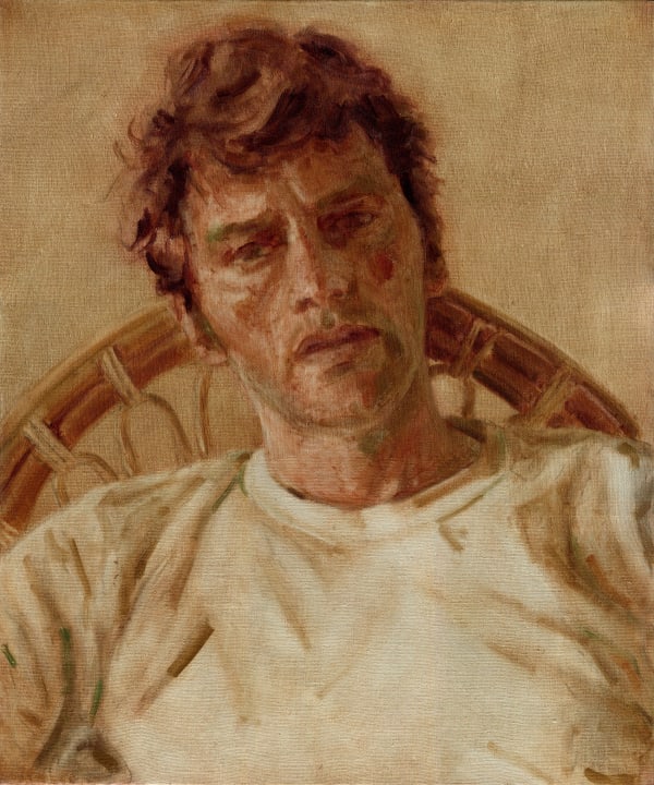 Charles Laib Bitton Man in a Bamboo Chair, 2022 Oil on linen 60 x 50 cm 23 5/8 x 19 3/4 in