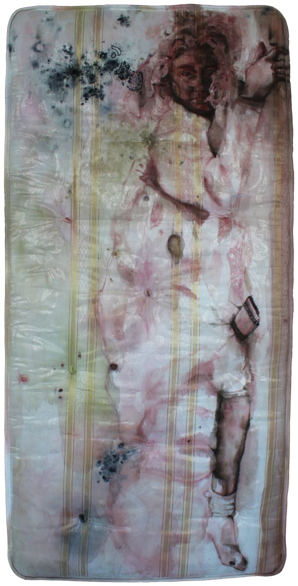 Samantha Jackson Aegis, 2022 Watercolour on single mattress 190 x 90 cm 74 3/4 x 35 3/8 in