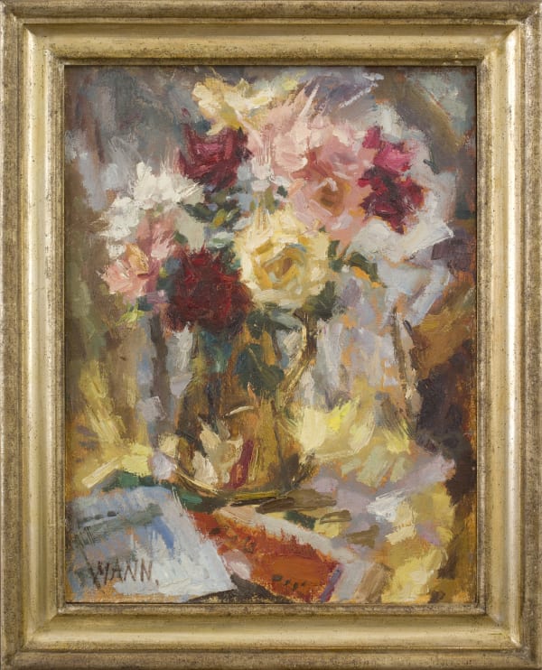 Cyril Mann, Sunlit Roses in a Brass Jug, 1963