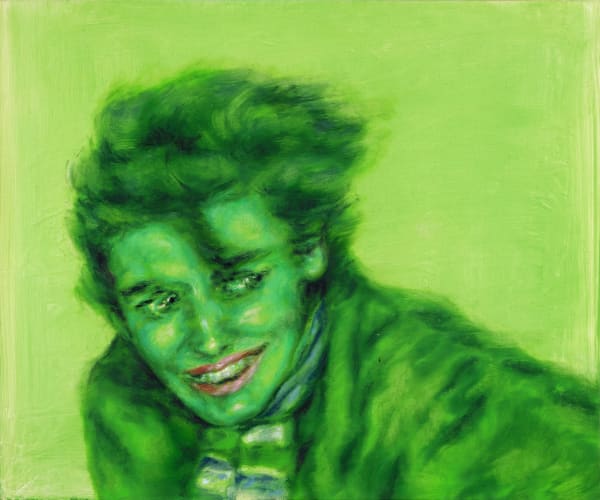 Roxana Halls Laughing Head XI, 2023 Oil on aluminium 25 x 30 cm 9 7/8 x 11 3/4 in