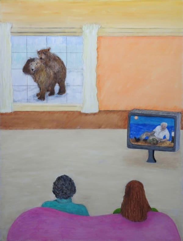CA Aaron Bearing it Series lll: Homage to Sir David Attenborough, 2022 Oil 103 x 73 cm 40 1/2 x 28 3/4 in