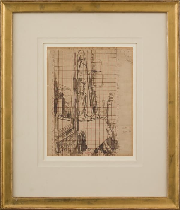 Study for L'Armoire à Glace, c. 1922 Pen and ink on tan laid paper Squared and numbered in red ink 28 x 23 cm 11 x 9 in £8,000 + 5% import
