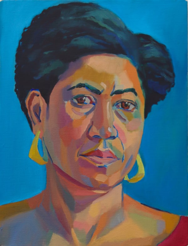 Jenny Fay Lemon Yellow Earrings, 2023 Oil on linen 41 x 31 cm 16 1/8 x 12 1/4 in