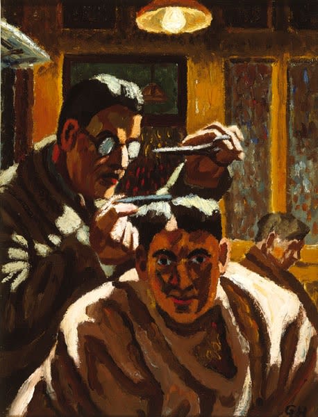 George Hooper - Self-Portrait, from drawing made while having my hair cut, 1946