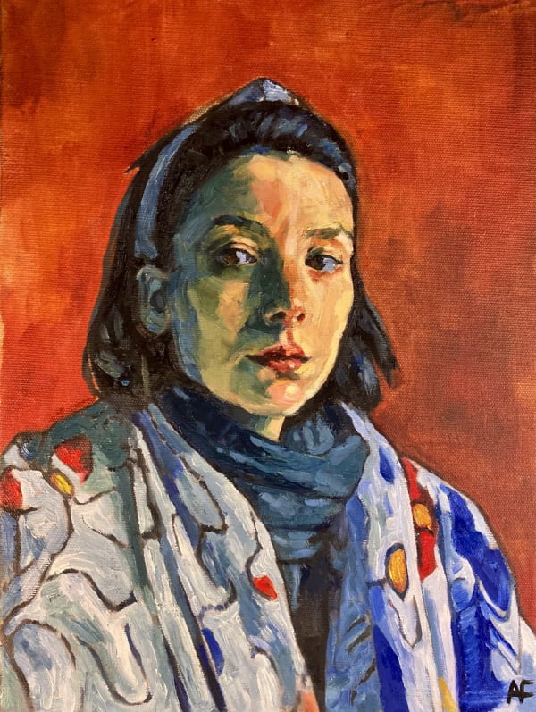 Alicia France Self-Portrait in New Chapter, 2023 Oil on canvas 41 x 31 cm 16 1/8 x 12 1/4 in