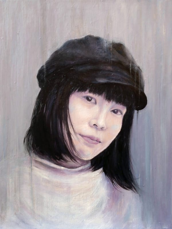 Lai Shan Self portrait in rain, 2023 Oil on canvas 40 x 30 cm 15 3/4 x 11 3/4 in