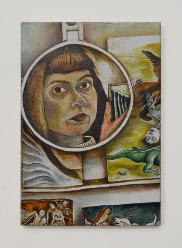 Cheri Smith Self Portrait in the Studio, 2023 Oil on board 14.5 x 10 cm 5 3/4 x 4 in