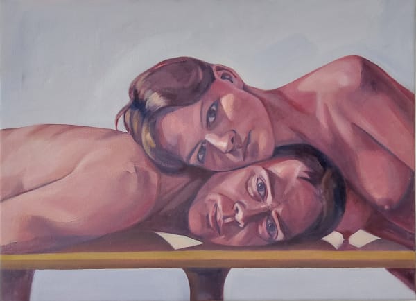 Hugh Mendes Muse – The Artist and his Model, 2022 Oil on linen 56 x 76 cm 22 x 29 7/8 in
