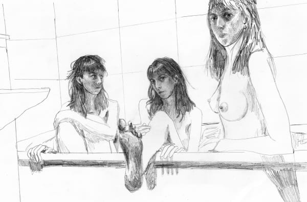 Maayan Sophia Weisstub Me, Myself and I in the Bathroom, 2022 Pencil on paper 28 x 21 cm 11 x 8 1/4 in