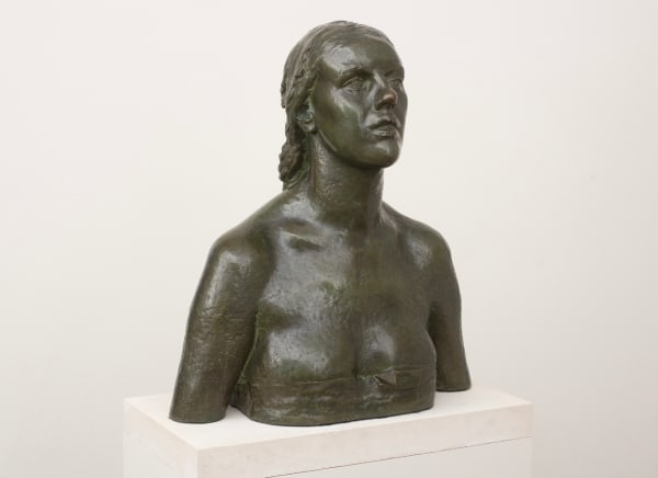 Bronze figure sculpture, bust of a woman by Jacob Epstein