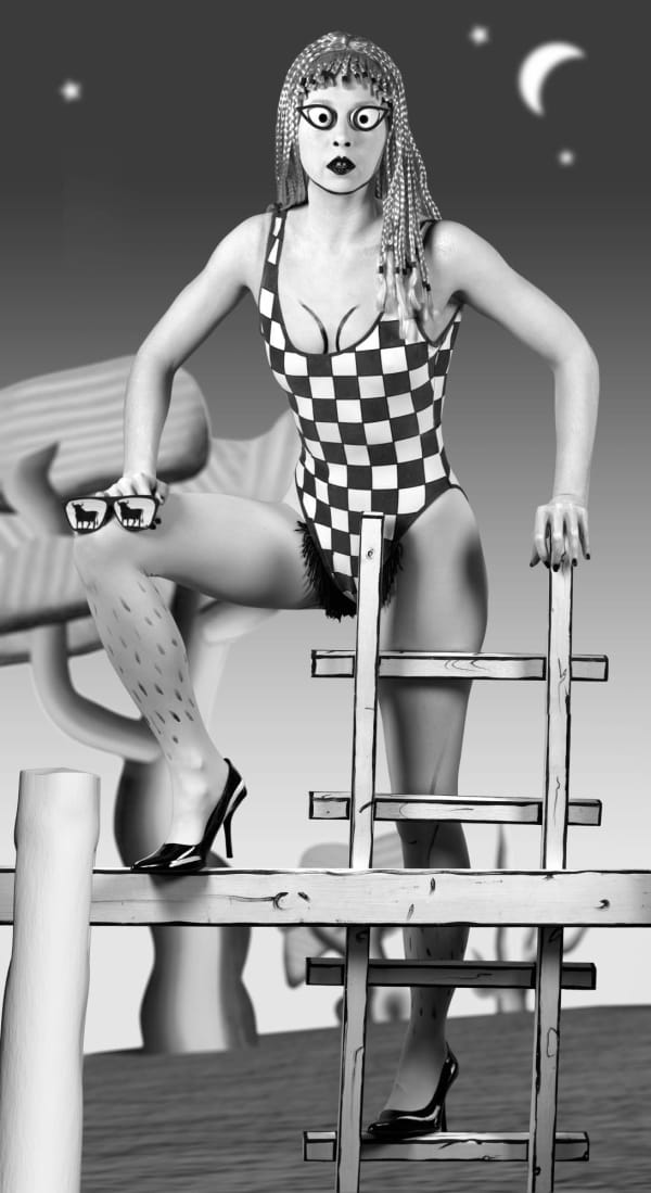 Mary Reid Kelley and Patrick Kelley, Pasiphae at Fence, 2020