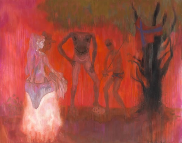 Sedrick Chisom, The Fugitives of The Southern Cross Gathered With the Monstrous Races Beneath a Juniper Tree along the Outer Realm of the Savage South, 2021