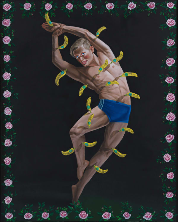 ALİ ELMACI Dudaklarımı Öp Kalbimi Hançerle VII, 2021 Tuval üzerine yağlı boya / Oil on canvas 200 x 160 cm Burak Yılmaz Koleksiyonu ve sanatçının izniyle / Courtesy Burak Yılmaz Collection and Ali Elmacı