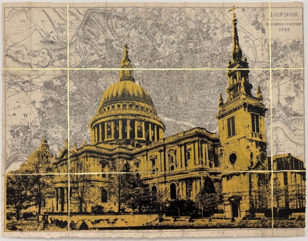 Angela Morris-Winmill, St Paul's Cathedral, Gold Ink (Framed)