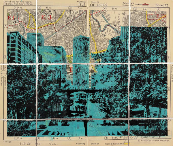Angela Morris-Winmill, Eden Dock, Canary Wharf, Tiffany Ink, 1948