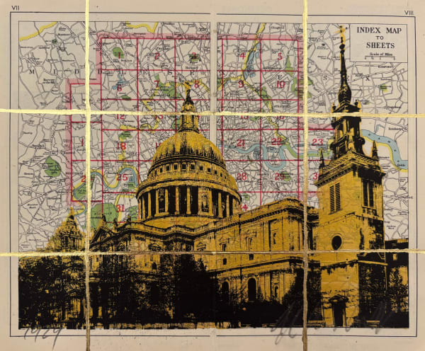 Angela Morris-Winmill, St Paul's and West Tower, Gold Ink, 1929