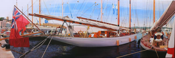 Christian Marsh Regates Royales-Trophee Panerai, Cannes Oil on linen 40 x 120 cm