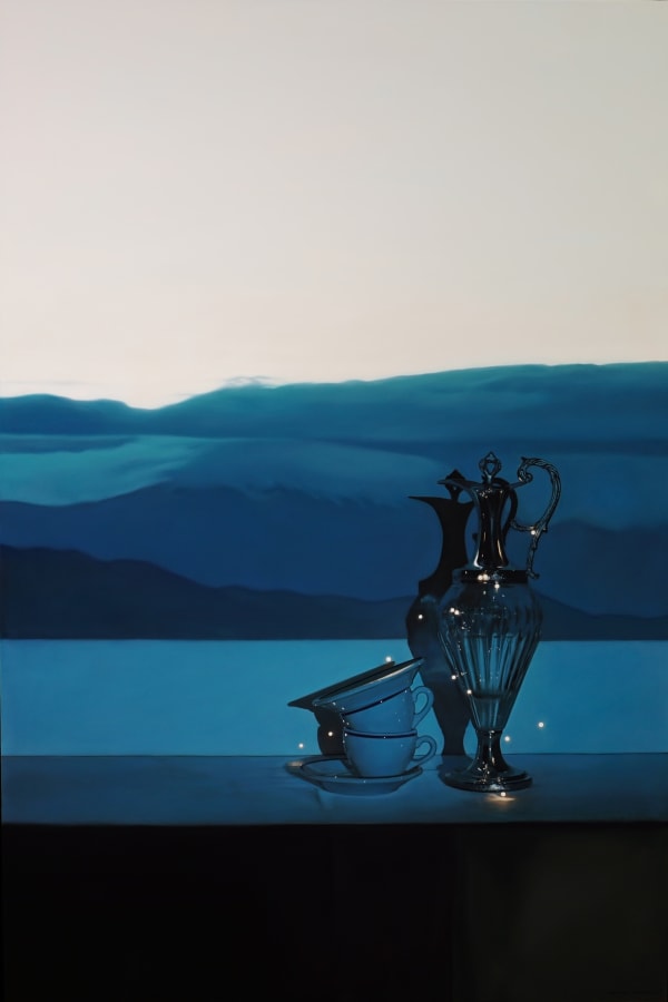 Tom Betts Lost in the Desert with Glass and Cups Oil on panel 92 x 61 cm