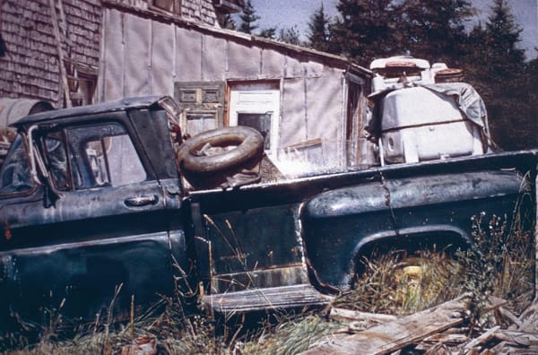 Blue Pick Up with Clothes Washer