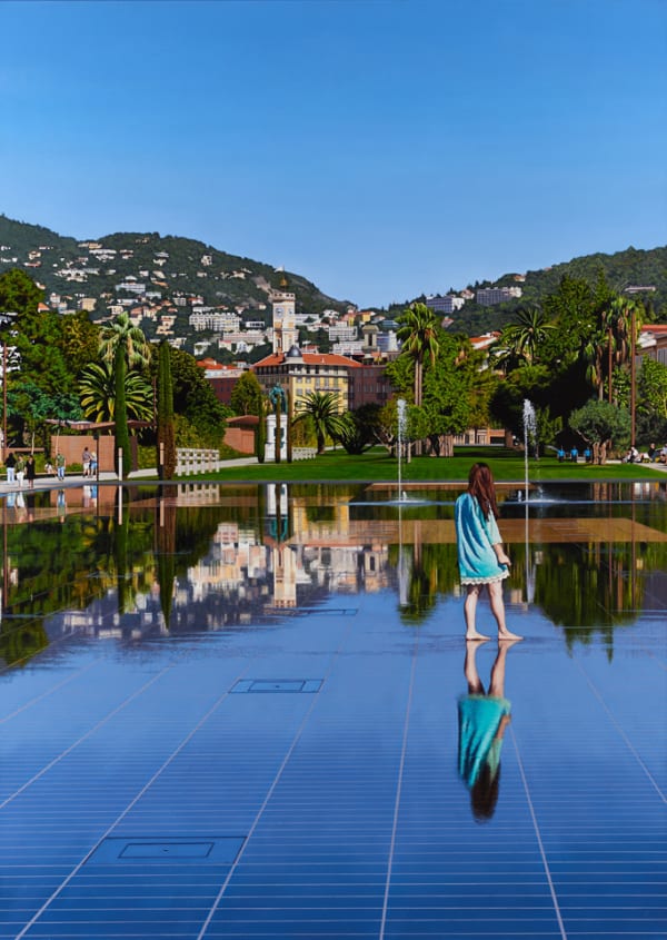 Christian Marsh The Girl at the Dancing Fountains, Nice Oil on canvas