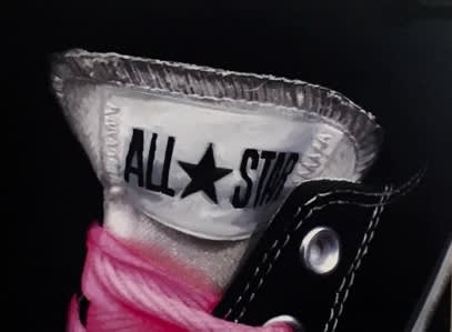 Black Trainers with Pink Laces