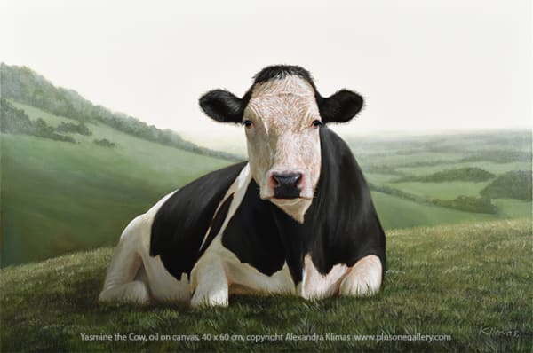 Alexandra Klimas Yasmine the Cow oil on canvas 40 x 60 cm
