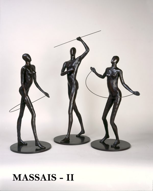 Caroline D'Andlau Hombourg A Group of Massais Warriors Bronze