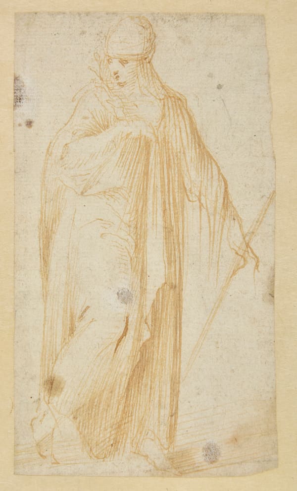 Carlo URBINO (Crema 1525 - 1585), Draped female figure holding a branch