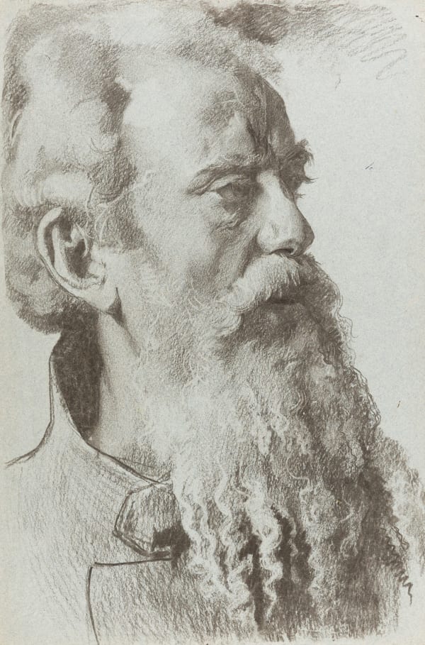 Circle of Adolph von Menzel (Wroclaw 1815 - 1905 Berlin), Head of a Bearded Man in Profile, Wearing an Officer's Jacket, c. 1890