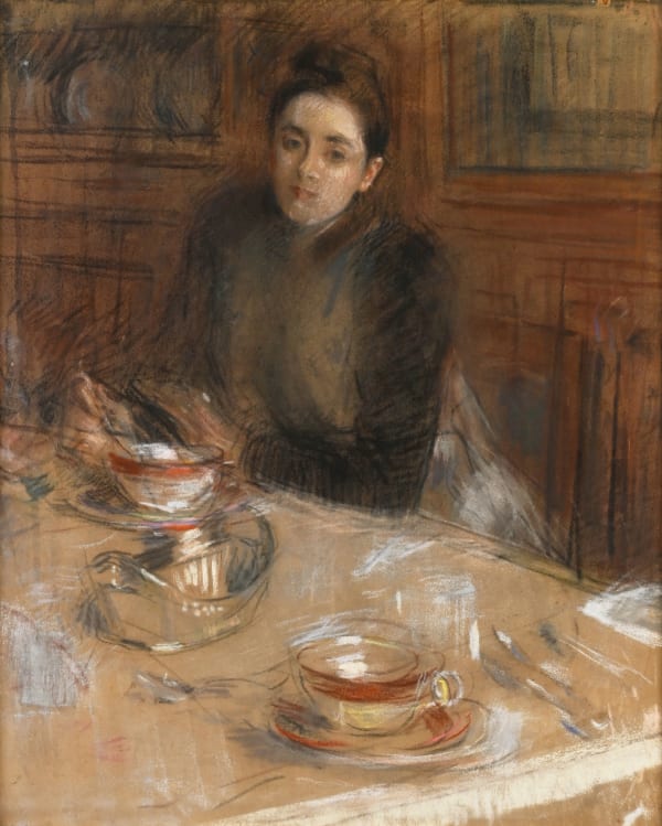 Attributed to Jean-Louis FORAIN (Reims 1852 - 1931 Paris), Young Woman Seated at a Table with Her Coffee