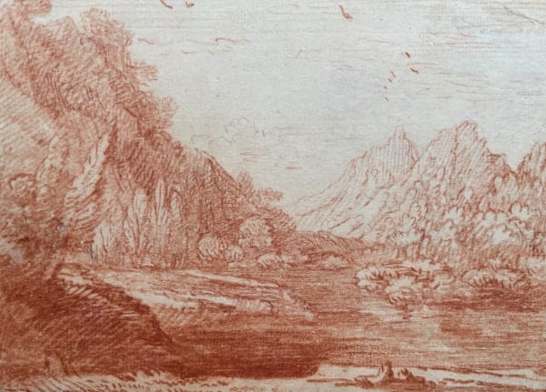Jacques Rousseau (1630-1693), Wooded and Rocky Landscape with Figures by a Lake