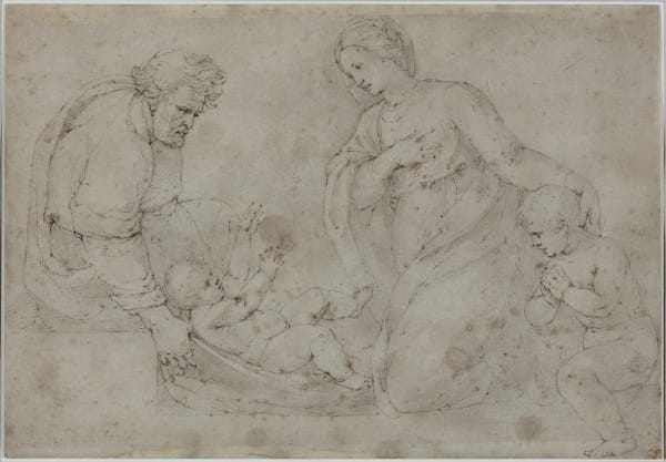 Roman School mid 16th Century, The Holy Family with the infant Saint John the Baptist