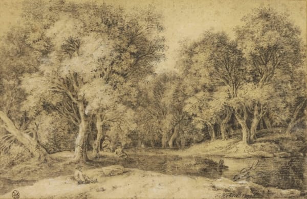 Ferdinand Kobell (Mannheim 1740 – Munich 1799), Figures by a River at the Edge of a Wood, 1777