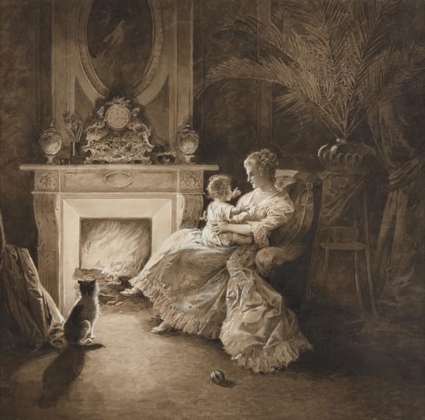 Edouard Bernard DEBAT-PONSAN (Toulouse 1847 - 1913 Paris), Au coin du feu