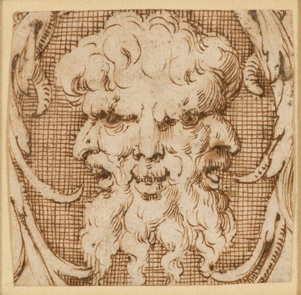 Attributed to Girolamo Mirola (Bologna? 1530/35 - 1570 Parma), A fantasy head composed of three bearded faces