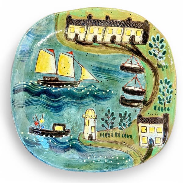 Anne Barrell, Harbour View – square platter, 2025