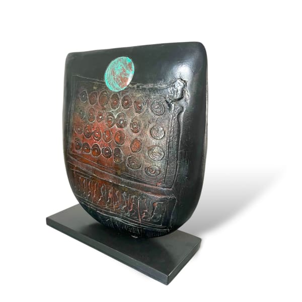 Peter Hayes - Red Raku Bow with Disc, 2023