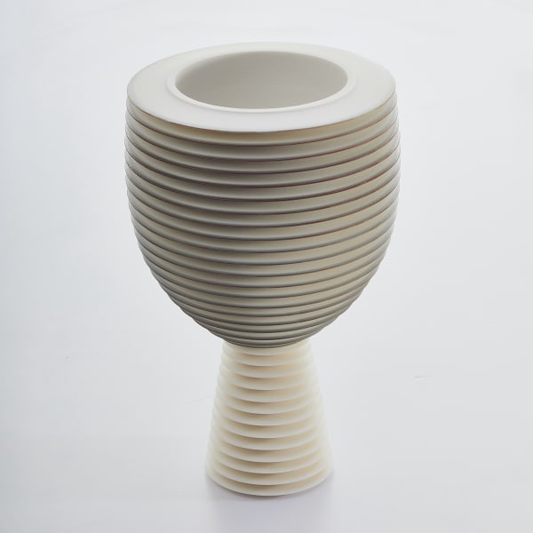 Nicholas Lees Blue/Bronze Grail, 2021 thrown and lathed Parian porcelain, soluble cobalt, soluble iron h. 23 cm x dia. 15 cm