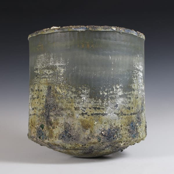 Paul Wearing Cylinder, 2021 stoneware, multiple slips and glazes impressed seal mark 'PW' 21.5 x 21 cm